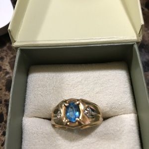 Men’s blue topaz & diamond ring